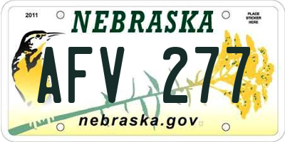 NE license plate AFV277