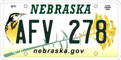 NE license plate AFV278