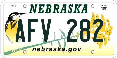 NE license plate AFV282