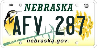 NE license plate AFV287