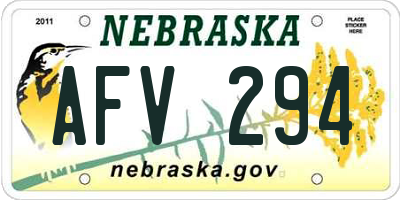 NE license plate AFV294