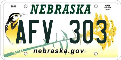 NE license plate AFV303