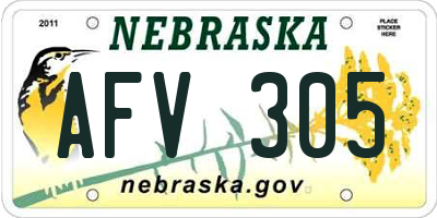 NE license plate AFV305