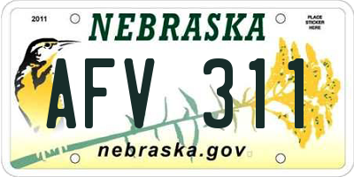 NE license plate AFV311