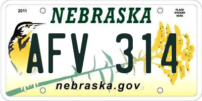 NE license plate AFV314