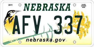 NE license plate AFV337