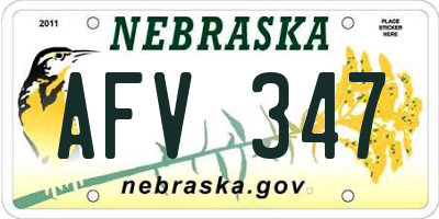 NE license plate AFV347