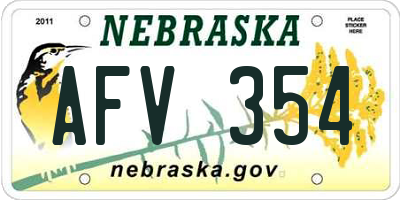 NE license plate AFV354