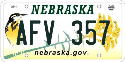 NE license plate AFV357