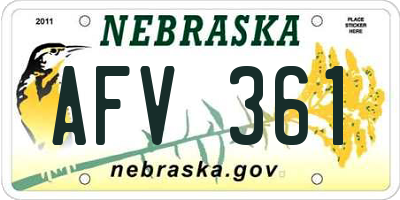 NE license plate AFV361
