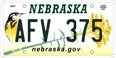 NE license plate AFV375