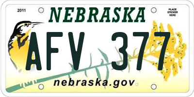 NE license plate AFV377