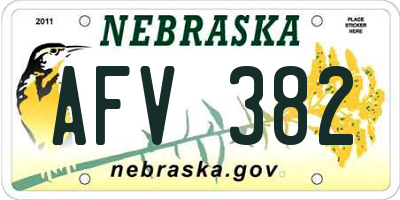 NE license plate AFV382