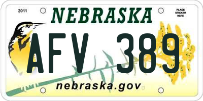 NE license plate AFV389