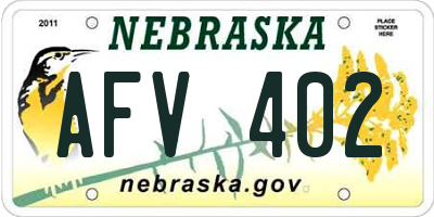 NE license plate AFV402