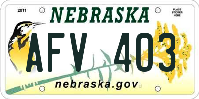 NE license plate AFV403
