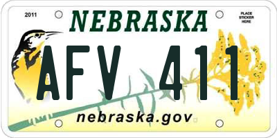 NE license plate AFV411