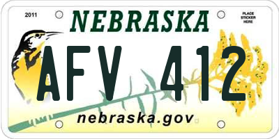 NE license plate AFV412