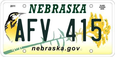 NE license plate AFV415