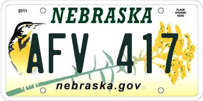 NE license plate AFV417