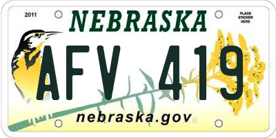 NE license plate AFV419