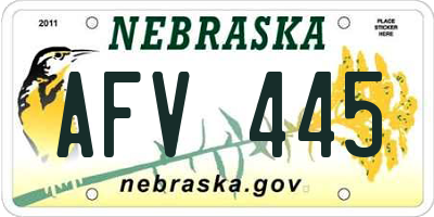 NE license plate AFV445