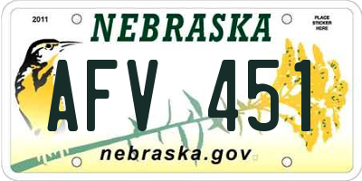 NE license plate AFV451