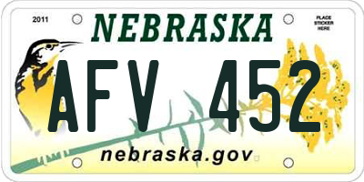 NE license plate AFV452