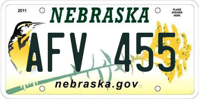 NE license plate AFV455