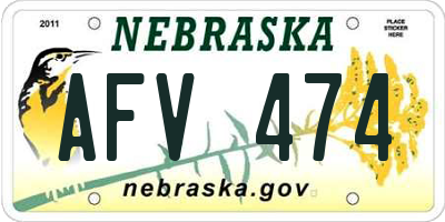 NE license plate AFV474