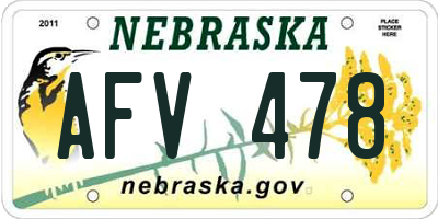 NE license plate AFV478