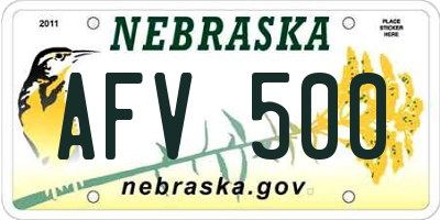 NE license plate AFV500