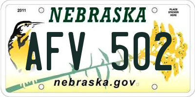NE license plate AFV502
