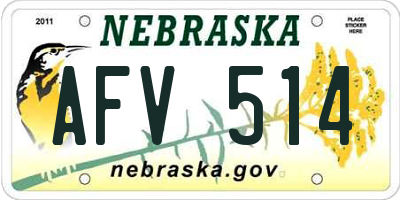 NE license plate AFV514
