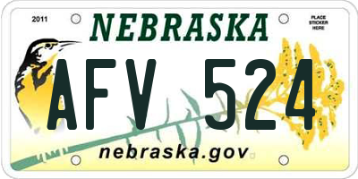 NE license plate AFV524