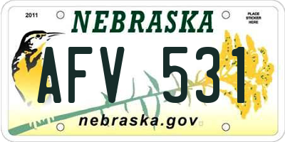 NE license plate AFV531
