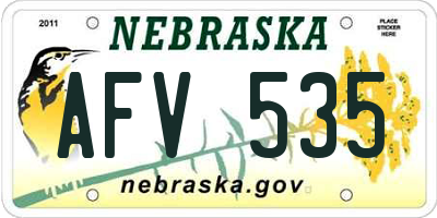 NE license plate AFV535