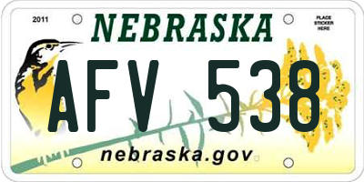 NE license plate AFV538