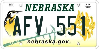NE license plate AFV551