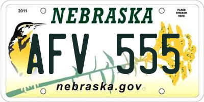 NE license plate AFV555