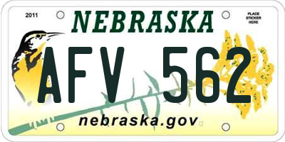 NE license plate AFV562
