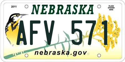 NE license plate AFV571
