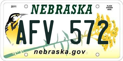 NE license plate AFV572