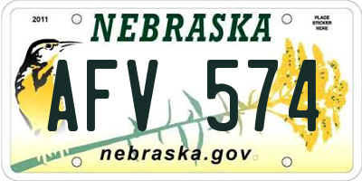 NE license plate AFV574