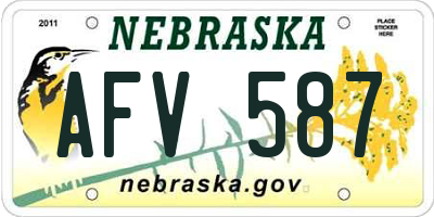 NE license plate AFV587