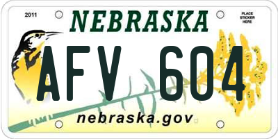 NE license plate AFV604