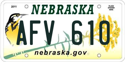 NE license plate AFV610