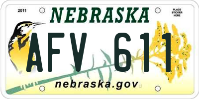 NE license plate AFV611