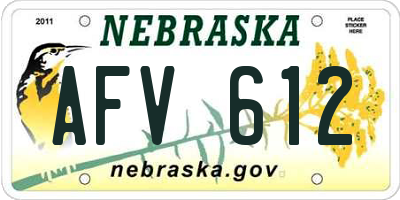 NE license plate AFV612