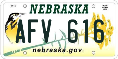 NE license plate AFV616